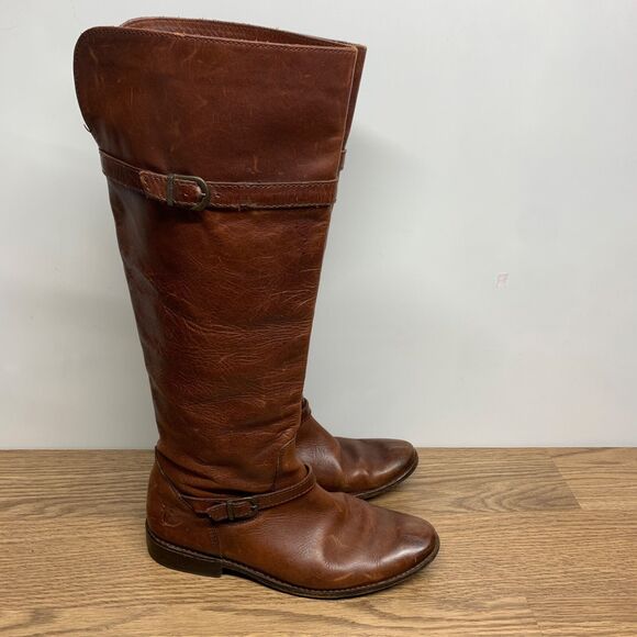 FRYE Shirley 77745 Brown Leather Equestrian Riding Boots Women's 6.5B - Picture 1 of 14